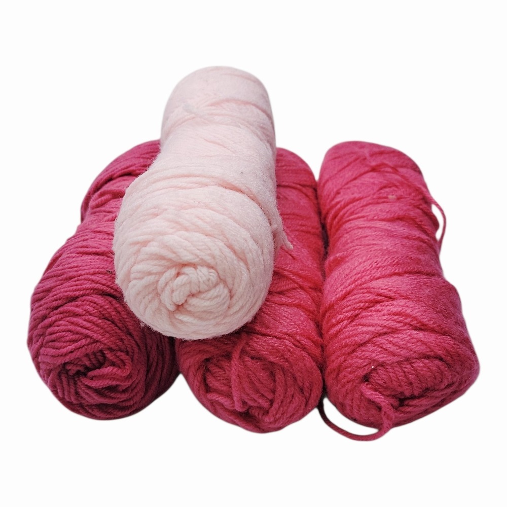 Mixed Yarn Lot Pink Coral Blush Acrylic Cotton Bulky Worsted Craft Crochet Knit